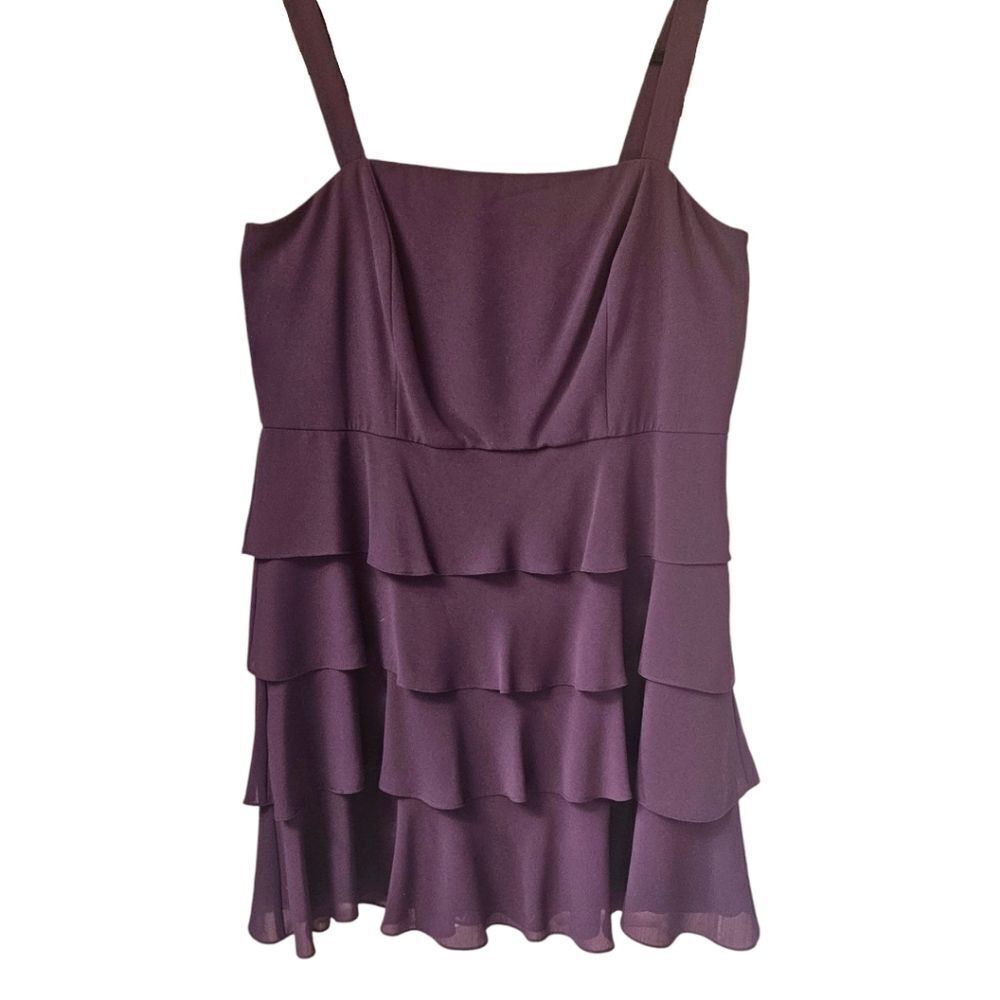 DRESS BARN WOMENS COLLECTION Plus Size Deep Purple Ruffle Tired Dress SIZE 20